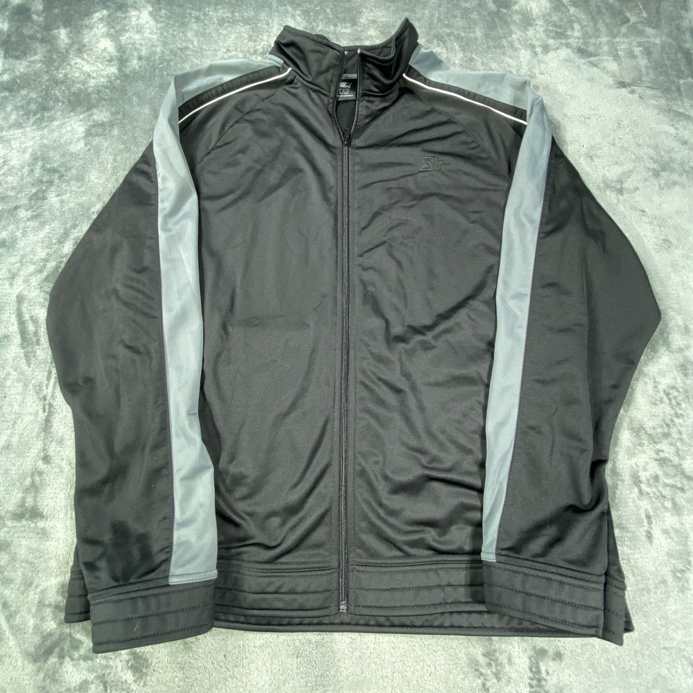 Starter Thermal Mens L Full Zipper Mock Jacket Windbreaker Black Practive Gym